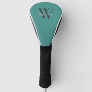Elegantes Aquamarines Monogramm-Add-Name-Skript Golf Headcover