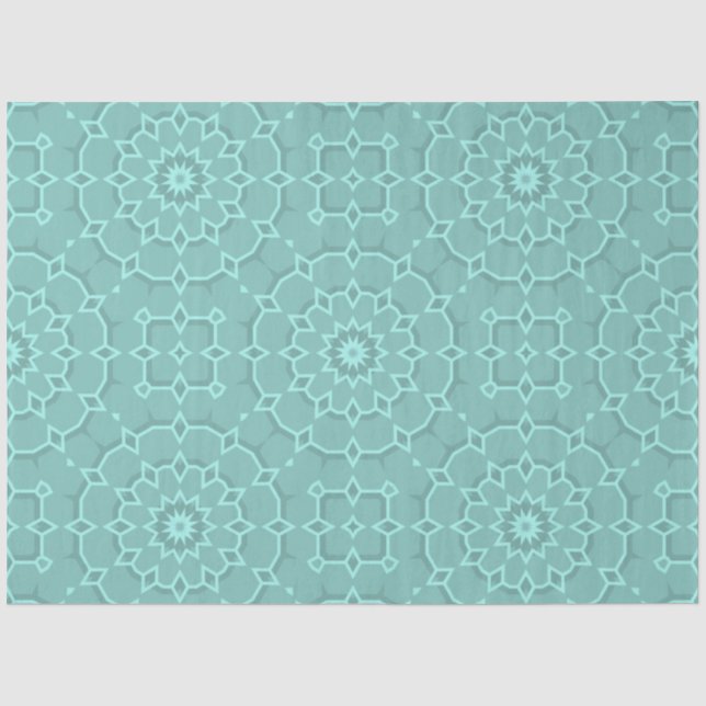Elegantes Aquamarines Mosaikmuster Seidenpapier (Vorderseite)
