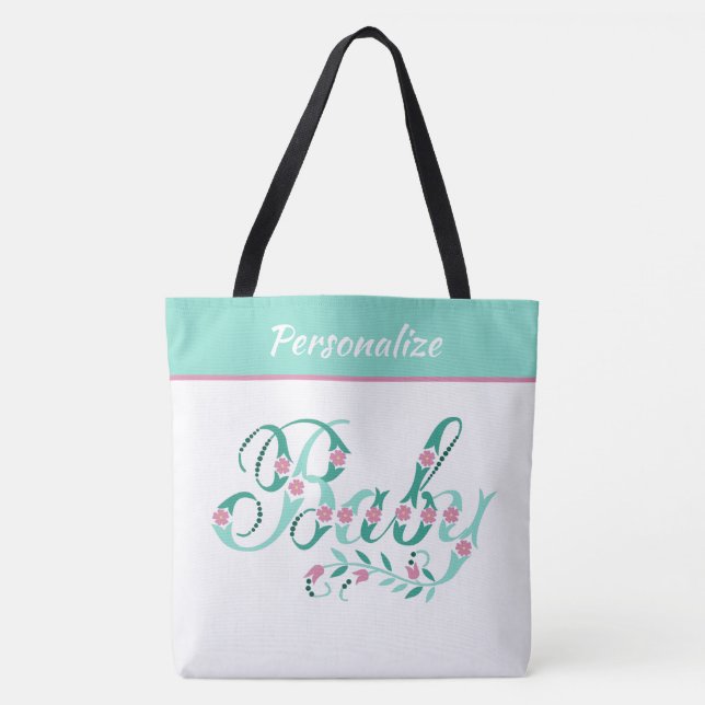 Elegantes Aquamarines Pink Baby Hübsch Personalisi Tasche (Vorderseite)