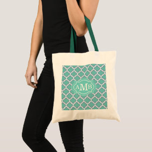 Elegantes Aquamarines Quatrefolienmuster kundenspe Tragetasche