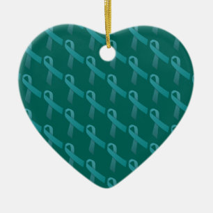 Elegantes Aquamarines Ribbons-gepolstertes Muster Keramik Ornament