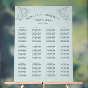 Elegantes Aquamarines Sitzdiagramm Acrylschild