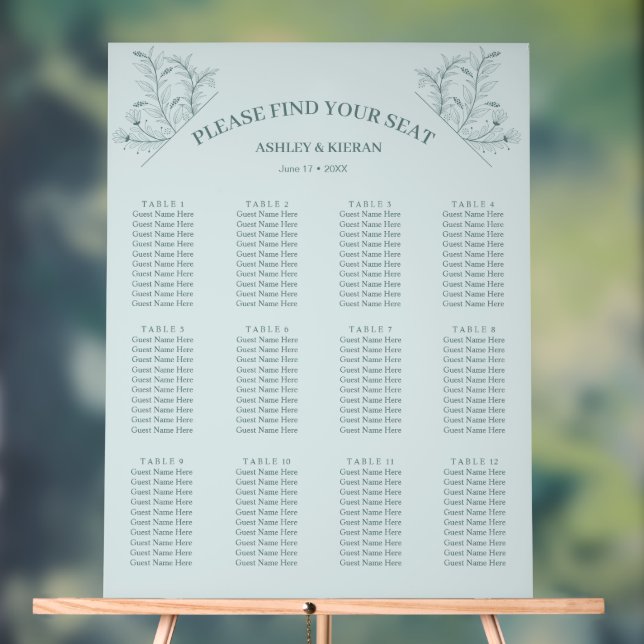 Elegantes Aquamarines Sitzdiagramm Acrylschild (Neutral)