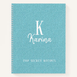 Elegantes, aquamarines Skriptnamen-Rezept Notizbuch
