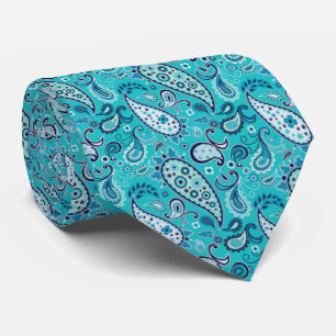Elegantes Aquamarines und blaues Floral-Paisley Krawatte