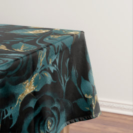 Elegantes Aquamarines und Gold Rose Blumenmuster Tischdecke
