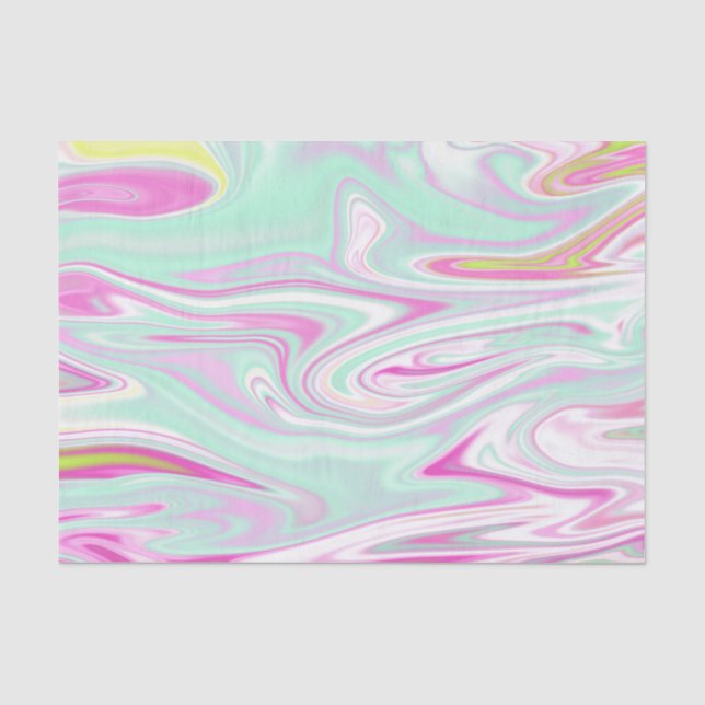 Elegantes Aquamarines und rosa Marmormuster Seidenpapier (Vorderseite)