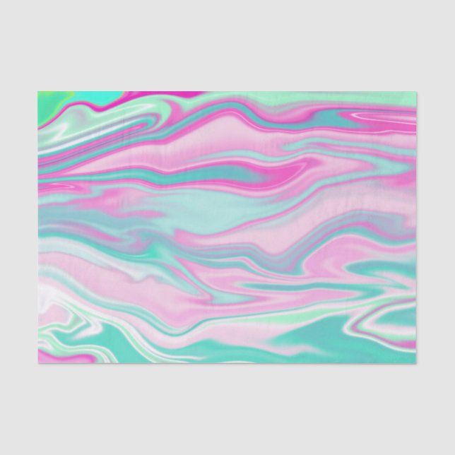 Elegantes Aquamarines und rosa Marmormuster Seidenpapier (Vorderseite)