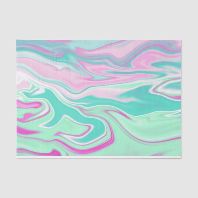 Elegantes Aquamarines und rosa Marmormuster Seidenpapier (Vorderseite)
