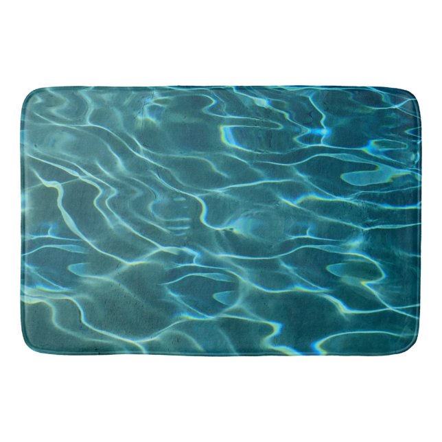 Elegantes, aquamarines Wassermuster Seewellen Badematte (Vorderseite)