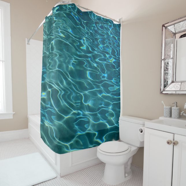 Elegantes, aquamarines Wassermuster Seewellen Duschvorhang (Beispiel)