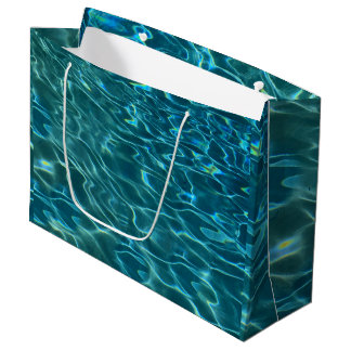 Elegantes, aquamarines Wassermuster Seewellen Große Geschenktüte