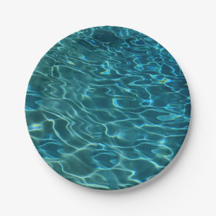 Elegantes, aquamarines Wassermuster Seewellen Pappteller