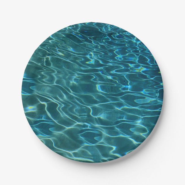 Elegantes, aquamarines Wassermuster Seewellen Pappteller (Vorderseite)