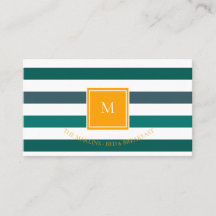 Elegantes Aquamarines Weißstreifen-Monogramm