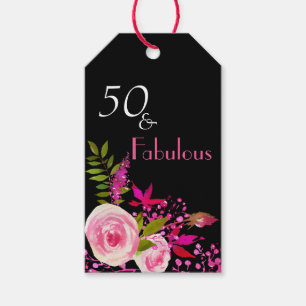 Elegantes Aquarell Blumen50 u. fabelhaft Geschenkanhänger