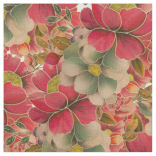 Elegantes Aquarell der roten Koralle grünes Stoff
