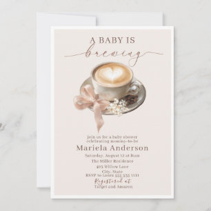 Elegantes Aquarell ein Baby braut Kaffee Muskel Einladung