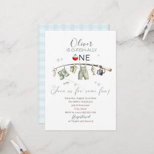 Elegantes Aquarell Ein kleiner Fischer zum Geburts Einladung