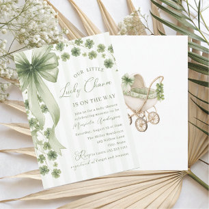 Elegantes Aquarell kleines Kleeblatt Patricks Baby Einladung