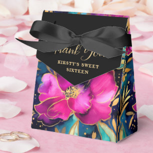 Elegantes Aquarell-Lila- und Türkisblumenmuster Geschenkschachtel