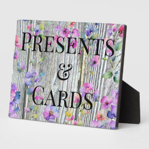 Elegantes Aquarell lila Wildblumen Barnwood Fotoplatte