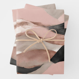Elegantes Aquarell-Pink-Grau-Abstrakt Geschenkpapier Set