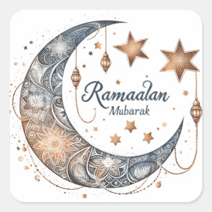 Elegantes Aquarell Ramadan Kareem Mubarak Quadratischer Aufkleber