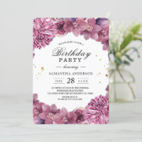 Elegantes Aquarell Rosa & Lila Orchideen & Figuren