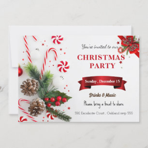 Elegantes Aquarell Rot grüne Weihnachtsfeier Einla Einladung