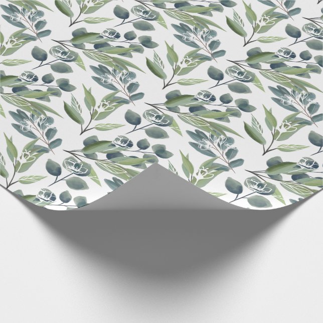 Elegantes Aquarell-Winter-Laub-Weihnachten Geschenkpapier (Ecke)