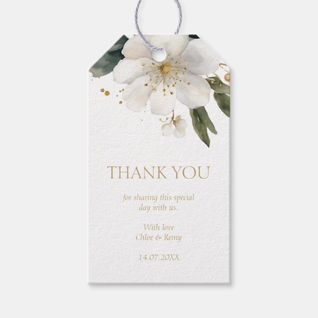 Elegantes Aquarellblättern Vielen Dank Geschenkanhänger (Vorderseite)