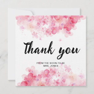 Elegantes Aquarellblumen-Brautparty Vielen Dank Karte