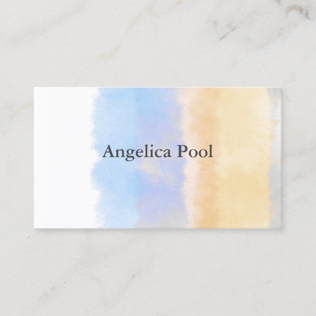 Elegantes Aquarelldesign blau und gelb Visitenkarte (Vorderseite)
