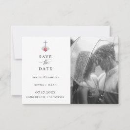 Elegantes Aquarellfarben AnkerFoto Save the Date Ankündigung