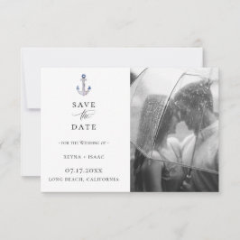 Elegantes Aquarellfarben AnkerFoto Save the Date Ankündigung