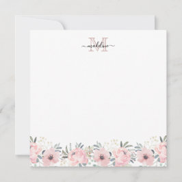 Elegantes Aquarellfarben Blütenrosa Monogramm Mitteilungskarte