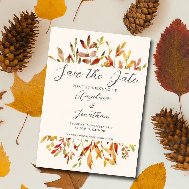 Elegantes Aquarellfarben Herbst lässt vereinzeltes Magneteinladung (Von Creator hochgeladen)