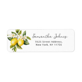 Elegantes Aquarellfarben Lemon Rücksendeadresse-La