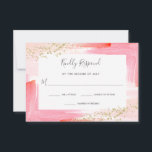 Elegantes Aquarellfarben Rosa und Gold Bat Mitzvah RSVP Karte<br><div class="desc">Diese prächtigen und eleganten Bat Mitzvah uAwg Response Cards sind mit trendigen Aquarellstrichen in femininen Rosa-,  Korallen- und Orangetönen gestaltet. Imitate mit goldenen Glitzer sehen konfetti aus.</div>