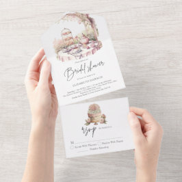 Elegantes Aquarellgarten Brautparty UAwg All In One Einladung