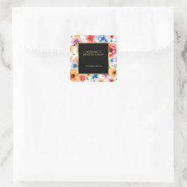 Elegantes Aquarellgold berufliche Blume Quadratischer Aufkleber