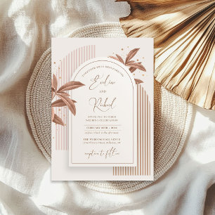 Elegantes Aquarellgold Blätter Bohobarz Einladung