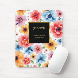 Elegantes Aquarellgold Blume beruflich Mousepad