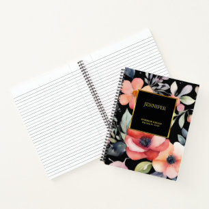 Elegantes Aquarellgold Blume beruflich Notizbuch