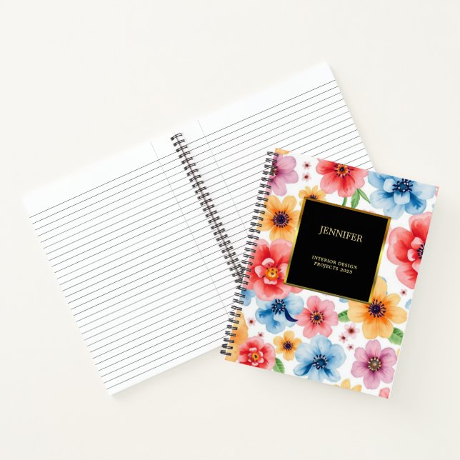Elegantes Aquarellgold Blume beruflich Notizbuch (Innenseite)