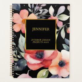 Elegantes Aquarellgold Blume beruflich Planer
