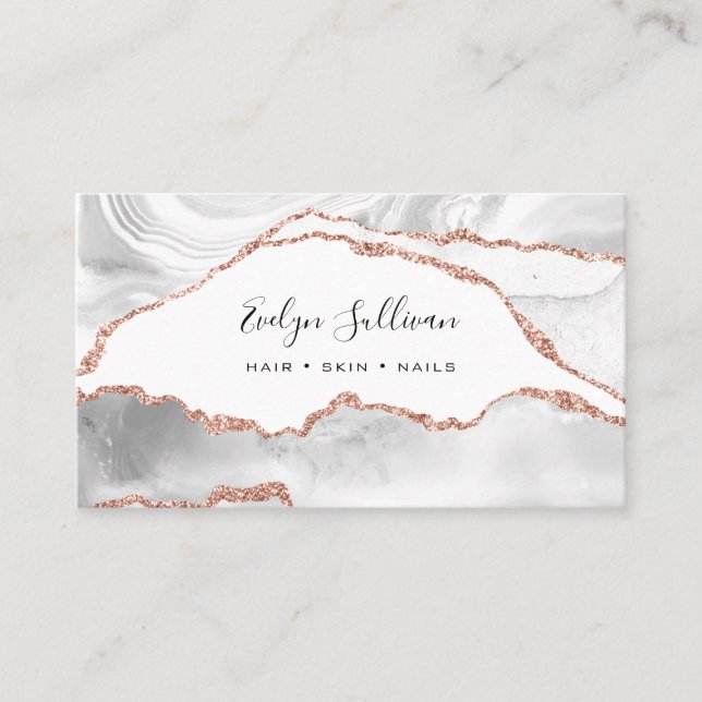 elegantes Aquarellgold in Weiß und Rose Visitenkarte (Vorderseite)
