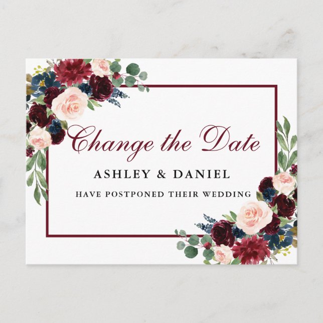 Elegantes Aquarellgoldfarben ändern Datum Postkarte (Vorderseite)