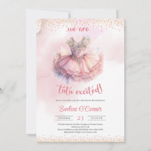 Elegantes Aquarellkleid in Rosa und Gold Tutu Einladung